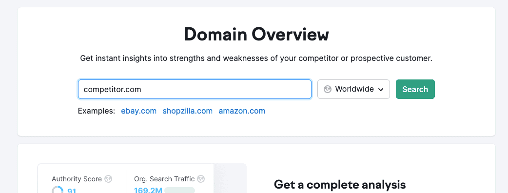 Domain overview - get instant insights into the strengths and weaknesses of your competitor